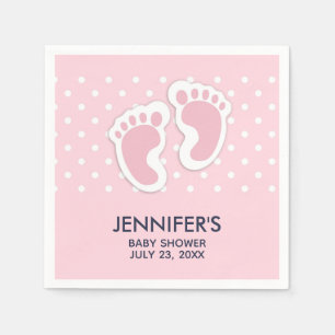 Cute Pink baby Girl Footprint Baby shower Servet