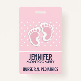 Cute Pink Baby Girl Footprint Badge