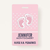 Cute Pink Baby Girl Footprint Badge (Achterkant)