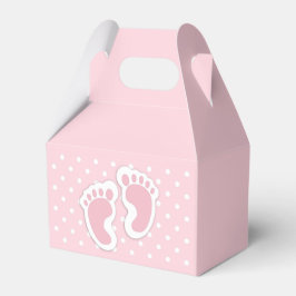 Cute Pink Baby Girl Footprint Bedankdoosjes