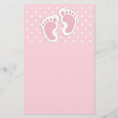 Cute Pink Baby Girl Footprint Briefpapier (Voorkant)
