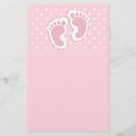 Cute Pink Baby Girl Footprint Briefpapier