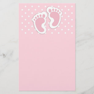 Cute Pink Baby Girl Footprint Briefpapier