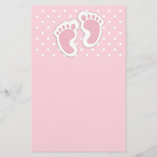 Cute Pink Baby Girl Footprint Briefpapier (Voorkant)
