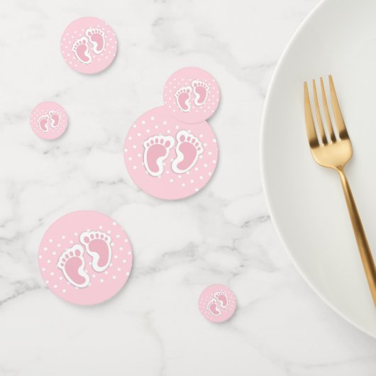 Cute Pink Baby Girl Footprint Confetti (Groep)