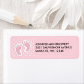 Cute Pink Baby Girl Footprint Etiket (Insitu)