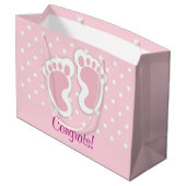 Cute Pink Baby Girl Footprint Groot Cadeauzakje (Achterkant Gekanteld)
