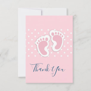 Cute Pink baby Girl Footprint Hartelijk dank Bedankkaart