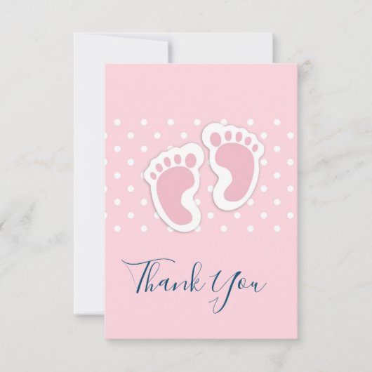 Cute Pink baby Girl Footprint Hartelijk dank Bedankkaart (Voorkant)