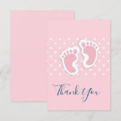 Cute Pink baby Girl Footprint Hartelijk dank Bedankkaart (Voorkant / Achterkant)
