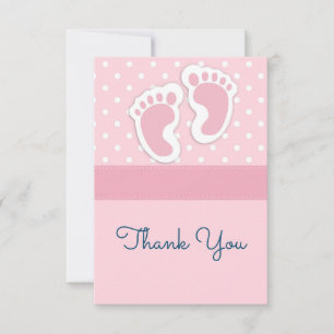 Cute Pink baby Girl Footprint Hartelijk dank Bedankkaart