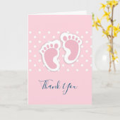 Cute Pink baby Girl Footprint Hartelijk dank Kaart (Gele Bloem)