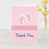 Cute Pink baby Girl Footprint Hartelijk dank Kaart (Gele Bloem)