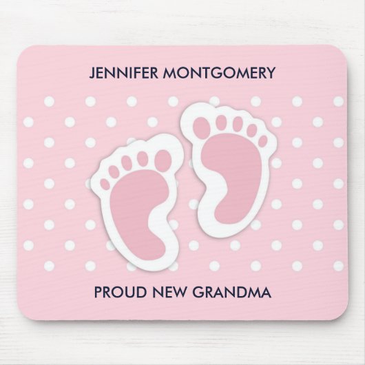 Cute Pink Baby Girl Footprint Muismat (Voorkant)