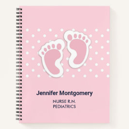 Cute Pink Baby Girl Footprint Notitieboek