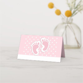 Cute Pink Baby Girl Footprint Plaatskaartje
