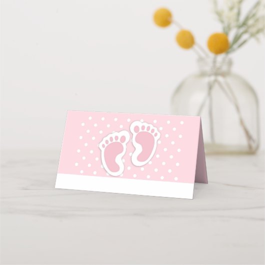 Cute Pink Baby Girl Footprint Plaatskaartje (Voorkant)