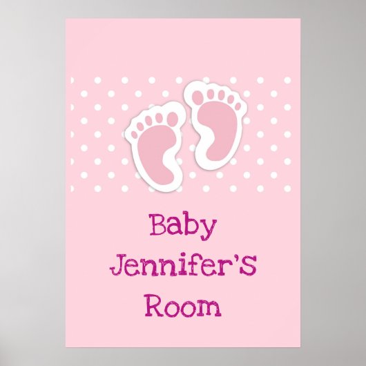 Cute Pink baby Girl Footprint Poster (Voorkant)