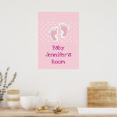 Cute Pink baby Girl Footprint Poster (Keuken)