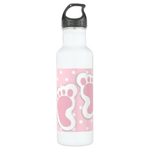 Cute Pink baby Girl Footprint Waterfles