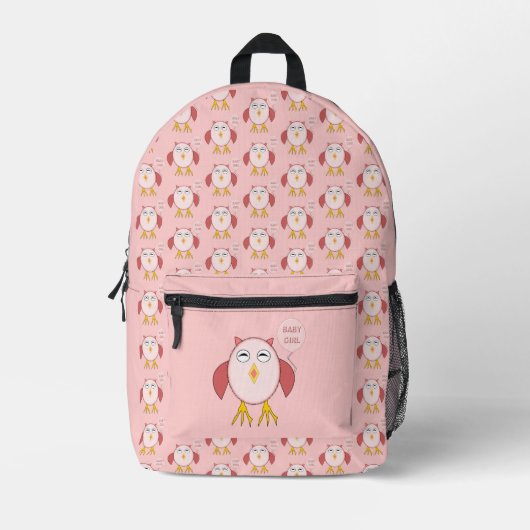 Cute Pink Baby Girl Owl Bedrukte Rugzak (Voorkant)
