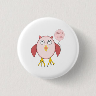 Cute Pink Baby Girl Owl Button