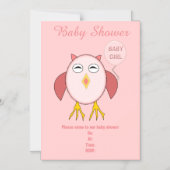 Cute Pink Baby Girl Owl Custom Baby shower Magnetische Uitnodiging (Voorkant)
