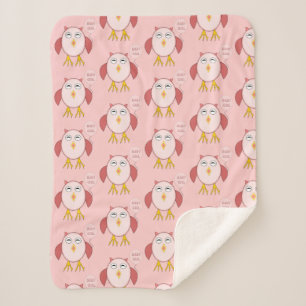 Cute Pink Baby Girl Owl Custom Sherpa Deken