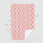 Cute Pink Baby Girl Owl Golf Towel Golfhanddoek (Insitu)