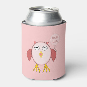 Cute Pink Baby Girl Owl Koelbox Blikjeskoeler