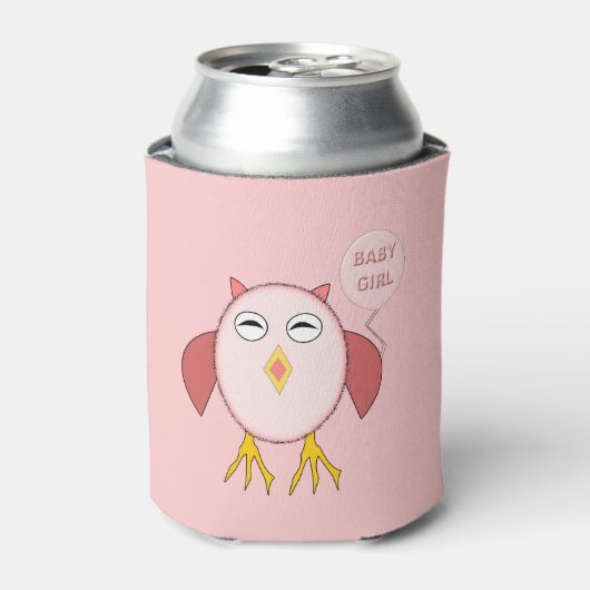 Cute Pink Baby Girl Owl Koelbox Blikjeskoeler (Blikje Voorkant)