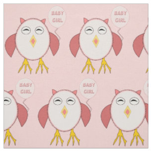 Cute Pink Baby Girl Owl Patterned Fabric Stof