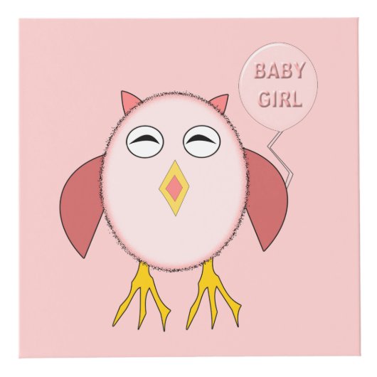 Cute Pink Baby Girl Owl Persoonlijk Kubus (Voorkant)