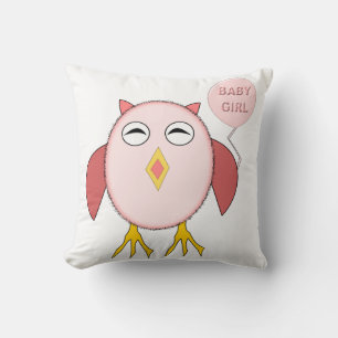 Cute Pink Baby Girl Owl Pillow Kussen