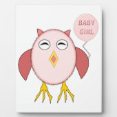 Cute Pink Baby Girl Owl Plaque Fotoplaat (Voorkant)