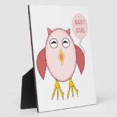 Cute Pink Baby Girl Owl Plaque Fotoplaat (Zijkant)