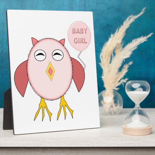Cute Pink Baby Girl Owl Plaque Fotoplaat (Zijkant)