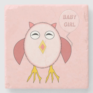 Cute Pink Baby Girl Owl Stone Onderzetter