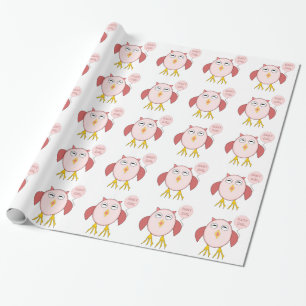 Cute Pink Baby Girl Owl Wrapping Paper Cadeaupapier