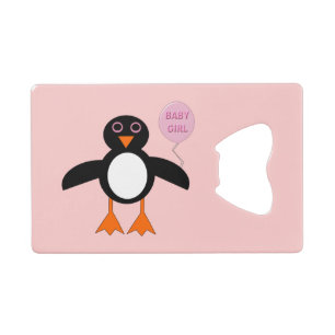 Cute Pink Baby Girl Penguin Aangepaste flesopening Creditkaart Flessenopener