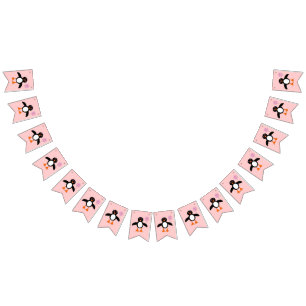 Cute Pink Baby Girl Penguin Bunting Flags Vlaggetjes