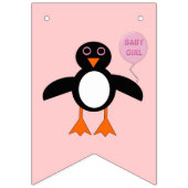 Cute Pink Baby Girl Penguin Bunting Flags Vlaggetjes (Tweede vlag)