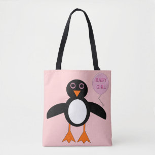 Cute Pink Baby Girl Penguin Canvas tas