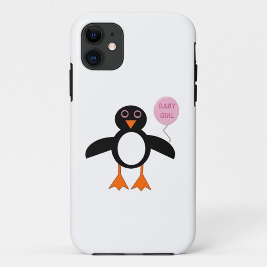 Cute Pink Baby Girl Penguin iPhone Case (Achterkant)