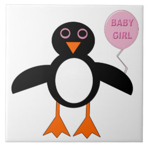 Cute Pink Baby Girl Penguin Tegel Tegeltje