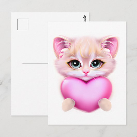 Cute Pink Baby Kitten Briefkaart (Voorkant / Achterkant)