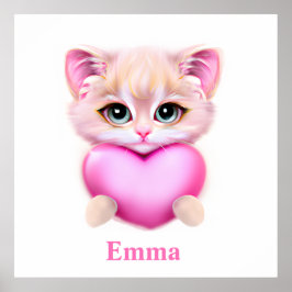 Cute Pink Baby Kitten Poster
