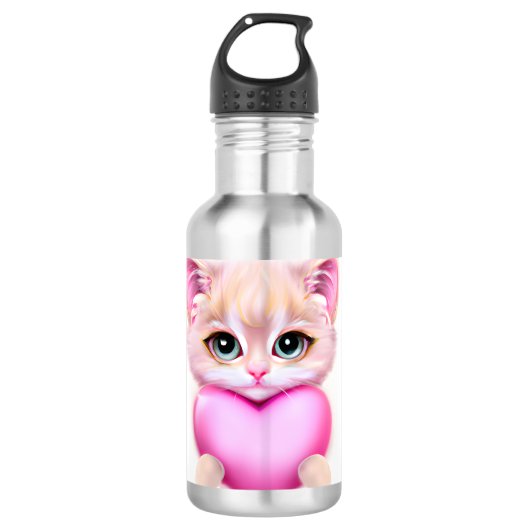 Cute Pink Baby Kitten Waterfles (Voorkant)