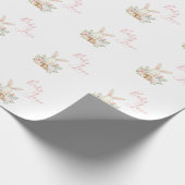 Cute Pink Baby Love Script Bunny Rabbit Shower Cadeaupapier (Hoek)