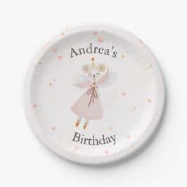 Cute Pink Baby Mouse Birthday Plates Papieren Bordje